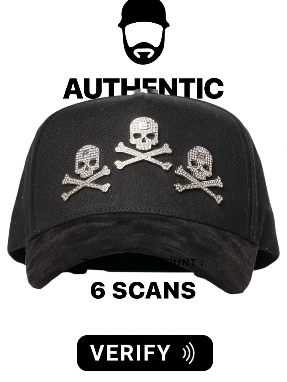 Black Skull & Crossbones Embellished Baseball Cap